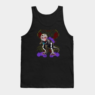 Day of Dead Sugar Skull T-Rex Halloween Dinosaur Tank Top